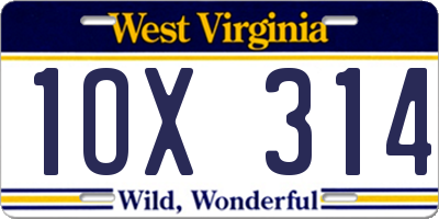 WV license plate 1OX314