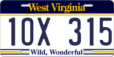 WV license plate 1OX315