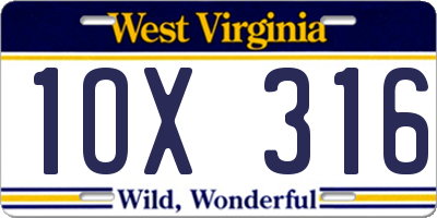 WV license plate 1OX316