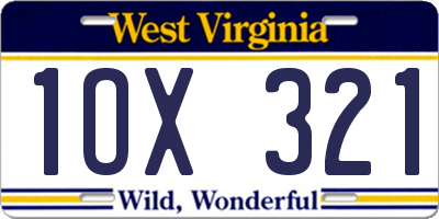WV license plate 1OX321