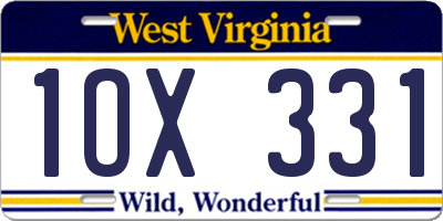 WV license plate 1OX331