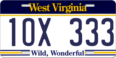 WV license plate 1OX333