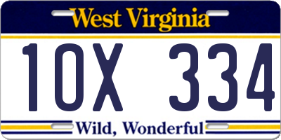 WV license plate 1OX334