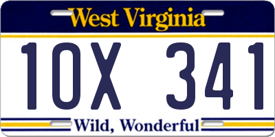 WV license plate 1OX341