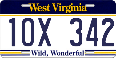 WV license plate 1OX342