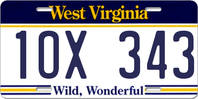 WV license plate 1OX343