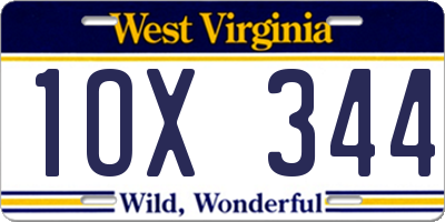 WV license plate 1OX344