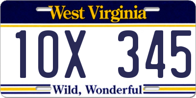 WV license plate 1OX345