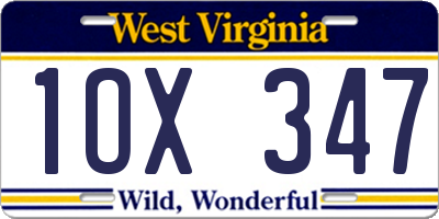 WV license plate 1OX347