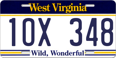 WV license plate 1OX348