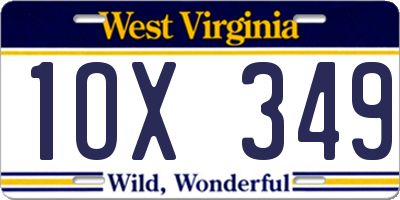 WV license plate 1OX349