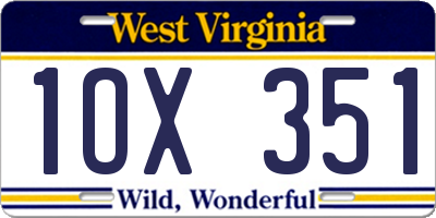 WV license plate 1OX351