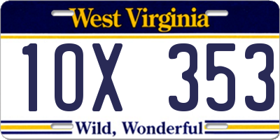 WV license plate 1OX353