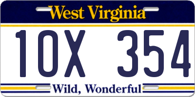 WV license plate 1OX354