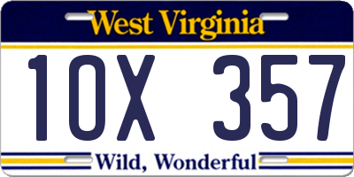 WV license plate 1OX357