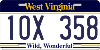 WV license plate 1OX358