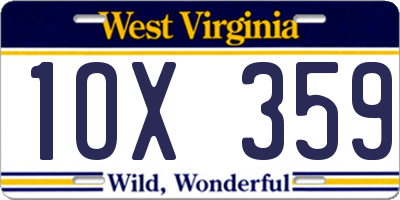 WV license plate 1OX359