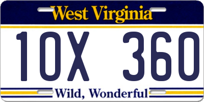 WV license plate 1OX360