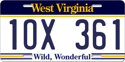 WV license plate 1OX361