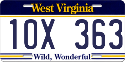 WV license plate 1OX363