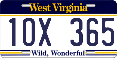 WV license plate 1OX365