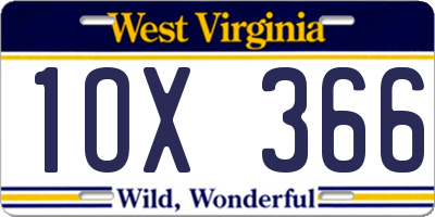 WV license plate 1OX366