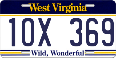 WV license plate 1OX369