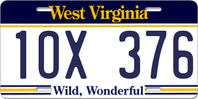 WV license plate 1OX376