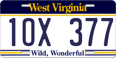 WV license plate 1OX377