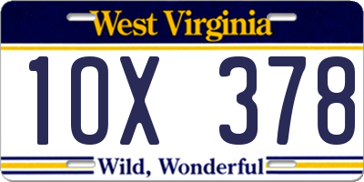 WV license plate 1OX378