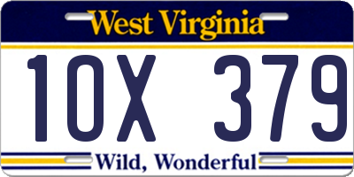 WV license plate 1OX379