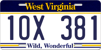 WV license plate 1OX381