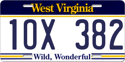 WV license plate 1OX382