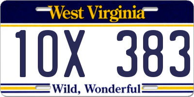 WV license plate 1OX383