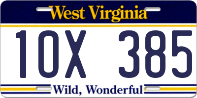 WV license plate 1OX385