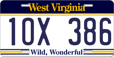 WV license plate 1OX386
