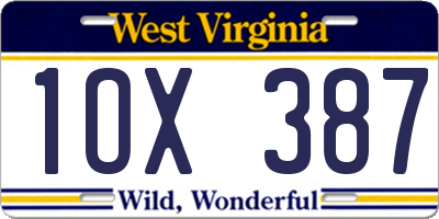 WV license plate 1OX387