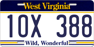 WV license plate 1OX388
