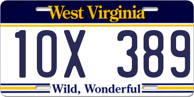 WV license plate 1OX389