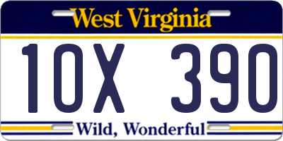 WV license plate 1OX390