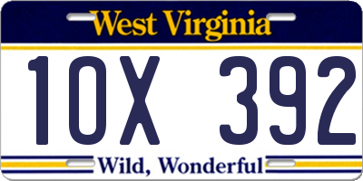 WV license plate 1OX392
