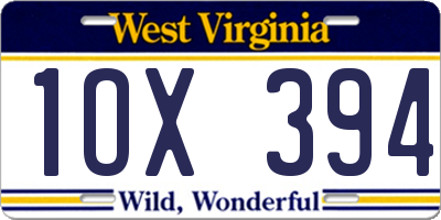 WV license plate 1OX394