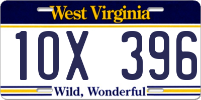 WV license plate 1OX396