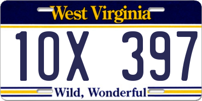 WV license plate 1OX397