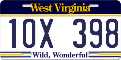 WV license plate 1OX398