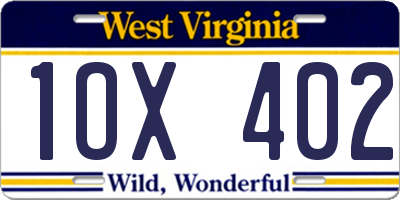 WV license plate 1OX402
