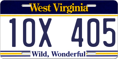WV license plate 1OX405