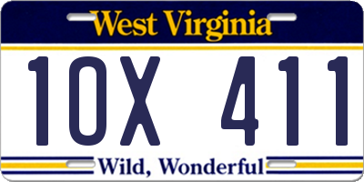 WV license plate 1OX411