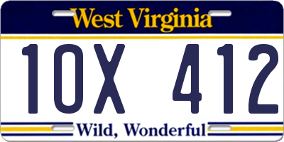 WV license plate 1OX412
