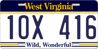 WV license plate 1OX416